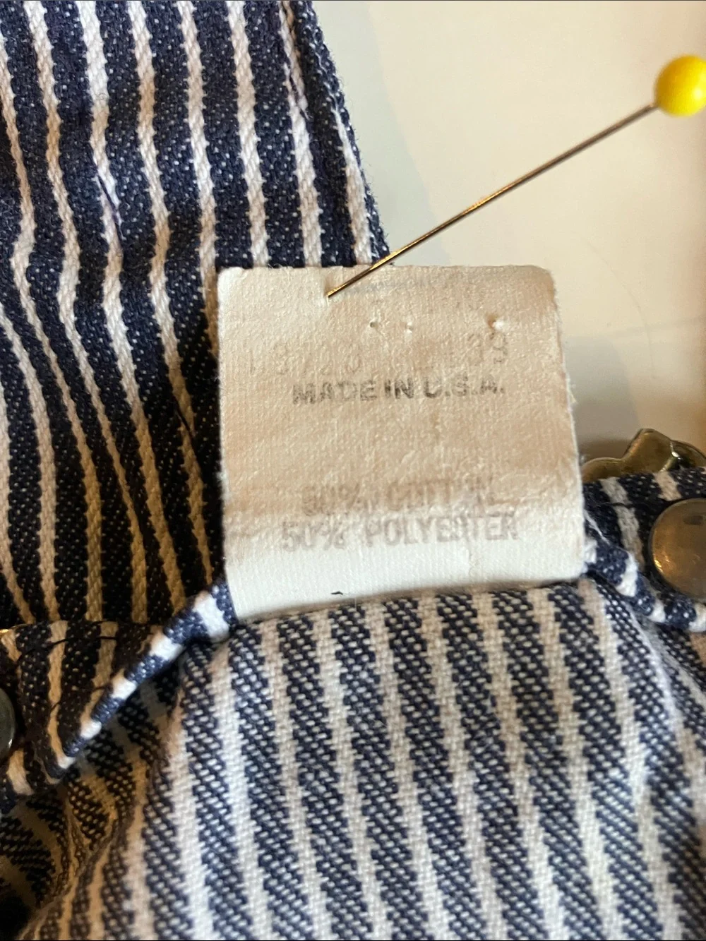 Vintage OshKosh hickory stripe overalls size 24 months USA union made